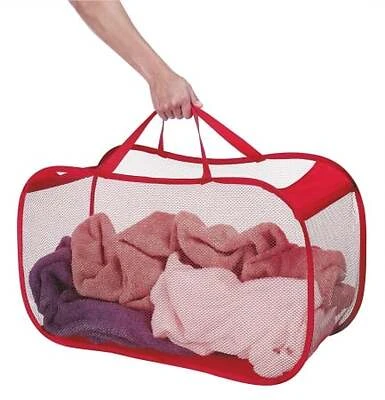 Pop N Fold Laundry Basket 6233-984 - Set Of 6 Assorted Color Mesh Bags