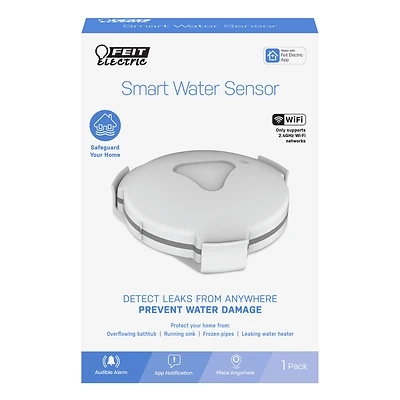 Feit Electric H2O/WIFI Water Leak Sensor, Wi-Fi Alarm, White