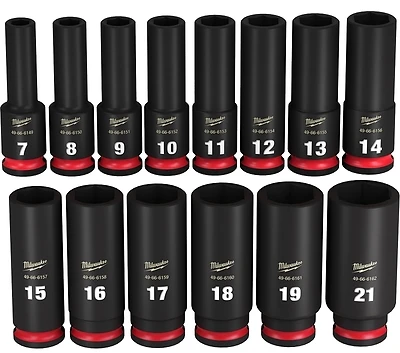 Milwaukee 49-66-7008 Shockwave 3/8 in. Drive Metric 6 Point Deep Socket Set, 14 Pieces