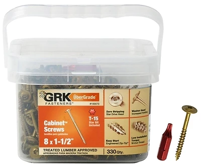 #8 X 1-1/2 In. Low-profile Washer-head Cabinet Screw Pail - 330 Pieces
