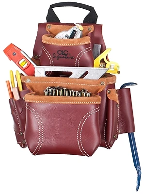 21685 Heavy Duty 8-pocket Leather Tool & Nail Bag, Chestnut
