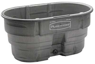 Rubbermaid Stock Tank, 100 gal, Black Plastic