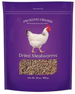 Pecking Order 009332 Dried Mealworms Chicken Treat, 30 oz Bag