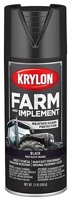 Farm & Implement Gloss Black Spray Paint 12 Ounce Aerosol Can