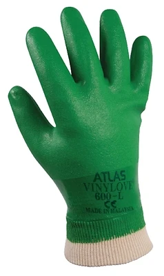 Atlas 600 Dipped Pvc Work Gloves - Large, Green