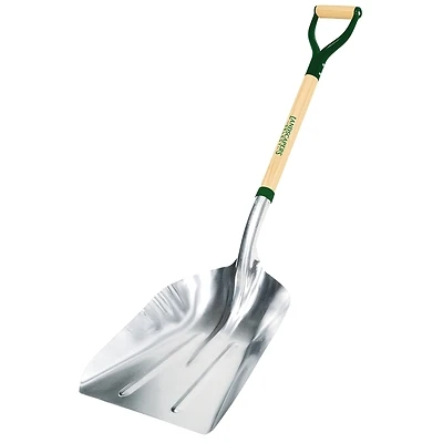 Landscapers Select 34592 Aluminum Grain Scoop Shovel, Wood D-Handle