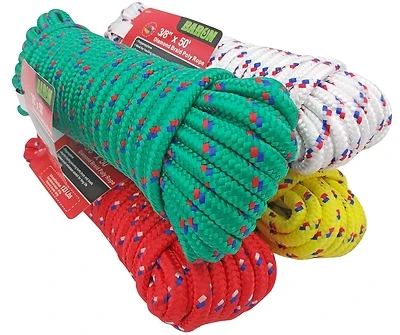 Baron 42217 Diamond Rope, 3/8 In, 50 Ft, Polypropylene, Assorted Colors