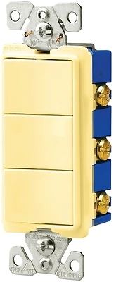 Cooper Wiring 7729V-BOX Single Pole Switches, 15 Amp, Ivory, 3-Pack