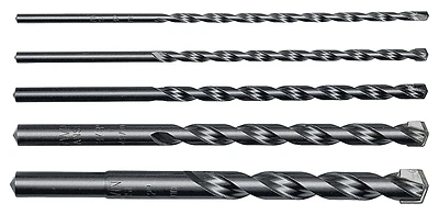 4935076 Hammer Drill Bit Set, 5-piece, Carbide Tip, 5 Sizes For Hammer Drills