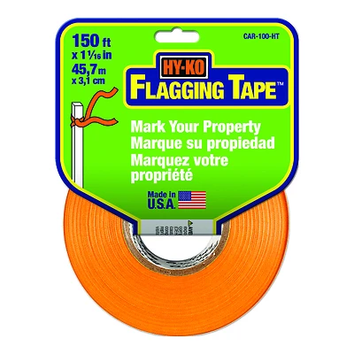 150 Ft L X 1.0625 In W Plastic Flagging Tape Orange, Pack Of 6