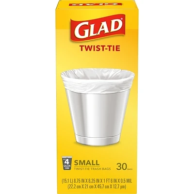 4 Gal. Trash Bags, 30 Count, Model 1258778817, Small, Plastic, White