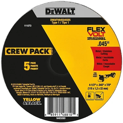 Flexvolt 4-1/2 In. X 7/8 In. Ceramic Cut-off Wheel 5 Pk, .045 In Thickness