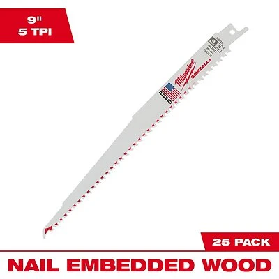 48-00-8036 9 In. 5 Tpi Wood Cutting Sawzall Blades (25 Pack)