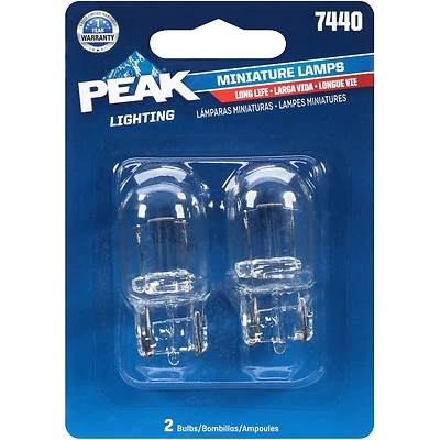 Peak 7440 Miniature Automotive Bulb, 13.5V, 25W, Clear, 2-Pack