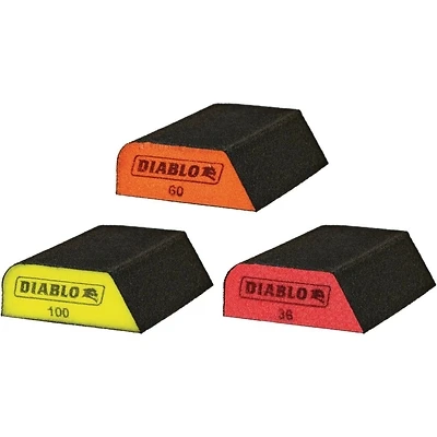Diablo DFBCOMBAST03G Dual-Edge Sanding Sponges, Assorted Grit, 3-Pack