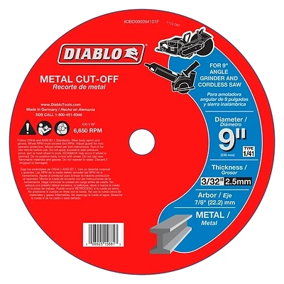 Metal Cut Off Disc, 9-In.