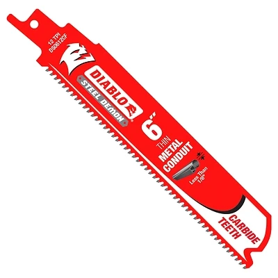 Diablo Steel Demon DS0612CF Reciprocating Saw Blade, 2 in W, 6 in L, 12 TPI, Carbide Cutting Edge