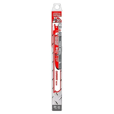 Diablo Steel Demon DS0908CF10 Reciprocating Saw Blade, 1 in W, 9 in L, 8 TPI, Carbide Cutting Edge