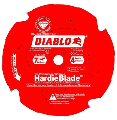 Diablo D0704DHA Circular Saw Blade, 7-1/4 in Dia, 5/8 in Arbor, 4-Teeth, Polycrystalline Diamond Cutting Edge