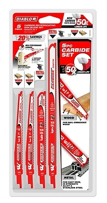Reciprocating Blade Set, Carbide, 5-Pc.