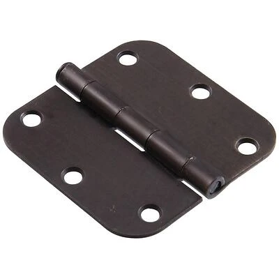 3-1/2 in. Oil-Rubbed Bronze Residential Door Hinge with 5/8 in. Round Corner Removable Pin Full Mortise (5-Pack)