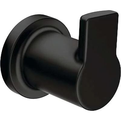 Rinza Single Robe Hook, Matte Black, Model Y1103bl, Durable Zinc Construction