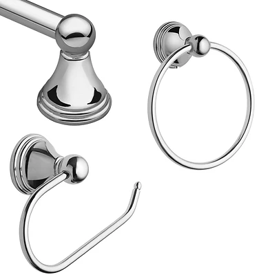 Moen DN8433CH Preston Bath Hardware Set, Chrome, 18 In. Towel Bar, 3-Pc.
