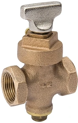 Threaded Ground Key Stop & Drain Valve, Bronze, 1/2-In.