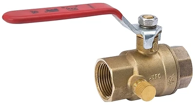 Stop & Waste Ball Valve, Lead Free, Forged Brass, 3/4 In. Threaded