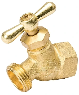 Hose Bibb, Straight, No-Kink, Brass, 3/4 FP x 3/4 In. Hose