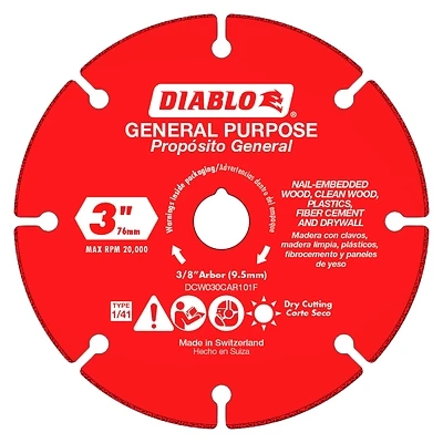 Carbide Grit Cut-Off Wheel For Multi-Materials, 3-In.