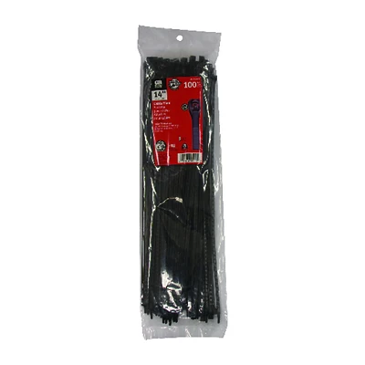 Gardner Bender 46-315UVB Cable Tie, 14 In., Nylon, Black, 100-Pk.