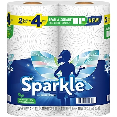 Sparkle 22272 Paper Towel, 9-1/4 ft L, 4.8 in W, 2 -Ply