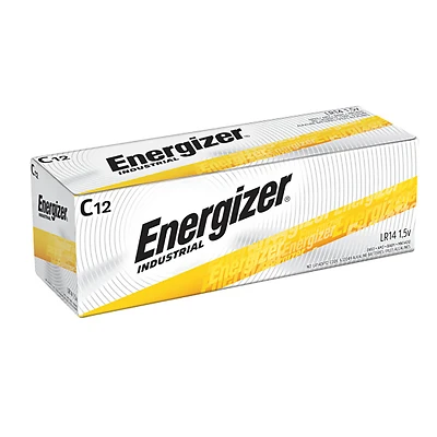 Energizer Industrial EN93 Alkaline C Batteries, 1.5V, 12-Pack