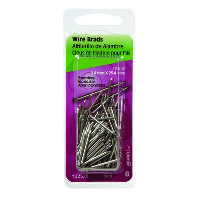 Hillman 122528 Stainless Steel Brad Nails, 1-In., 17 Gauge, 2 oz.