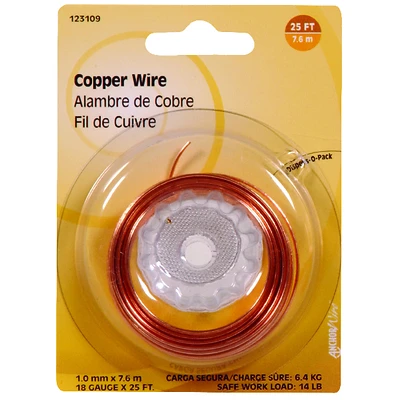 Hillman 123109 Copper Hobby Wire, 18-Gauge, 25-Ft.