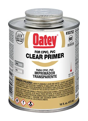 Oatey 30752 Clear Pipe and Fitting Primer for PVC/CPVC, 16 Oz.