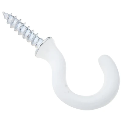 National Hardware N248-443 Cup Hook, White, Vinyl Coated, 3/4 In., 5-Pk.