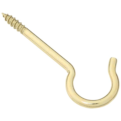 National Hardware N192-278 Ceiling Hook, #6 Brass, 25 lb, 3-3/8 In., 2-Pack