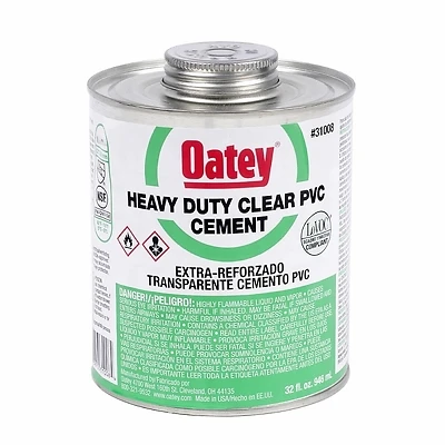 Oatey 31008L Heavy Duty Clear PVC Cement, 32 Oz.