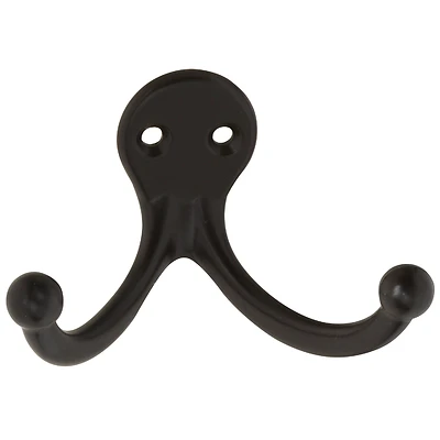 National Hardware N330-829 Clothes Hook, Double Prong, Oil-Rubbed Bronze, 35 Lb, 2-Pk