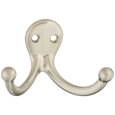 National Hardware N325-522 Double Clothes Hook, Satin Nickel, 35 Lb, 2-Pk