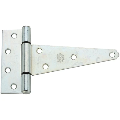 Gate T-Hinge, Extra Heavy Duty, Zinc, 6 In.