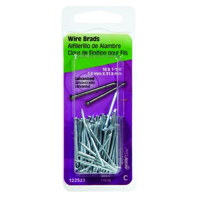 Hillman 122523 Wire Brads, Galvanized, 1-1/4-In. x 16-Gauge, 1.75-oz.