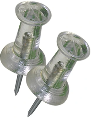 Hillman Push Pin, Clear, Plastic, 16-Pack