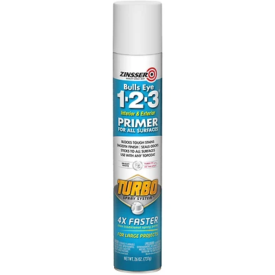 Zinsser 343746 Bulls Eye 1-2-3 Turbo Spray Primer, White, 26 Oz.