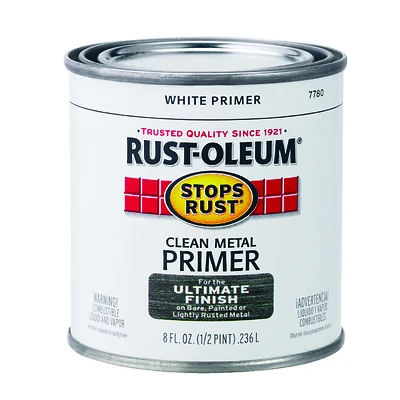 Rust-Oleum 7780730 Clean Metal Primer, White, 1/2 Pint