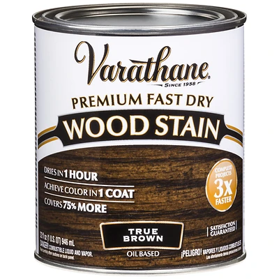 Varathane 333661 Fast Dry Wood Stain, Semi-Transparent, True Brown, 1 Qt.