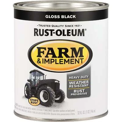 Rust-Oleum 280104 Farm & Implement Enamel Paint, Gloss Black, 1 Quart