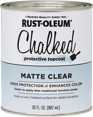 Rust-Oleum 287722 Chalked Protective Topcoat, Matte Clear, 30 Oz